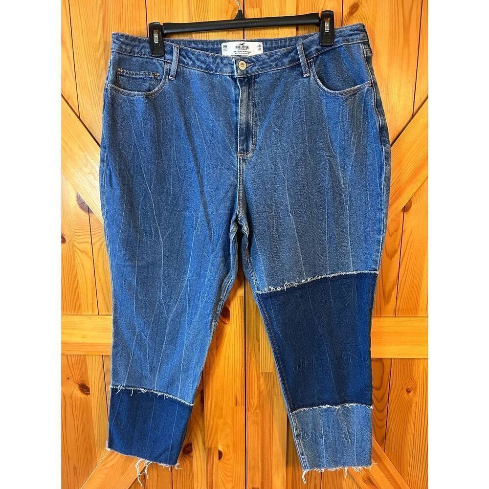 Hollister Curvy High Rise Patchwork Mom Cropped Jean Tag Size 34 Measures 40” (8